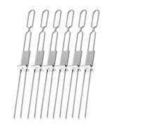 HKVTVCYPYA 4/6 Uds Tenedor de barbacoa herramientas for barbacoa portátil al aire libre Camping Picnic equipo de 2 cabezales pinchos de Metal(6PCS)
