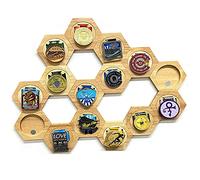 HLCUI Marco De Exhibición De Medalla Hexagonal 24Pcs / Set Caja De Exhibición De Suspensión De Medalla De Madera Sin Perforaciones Soporte De Medalla Deportivo con Costura Creativa,15pcs