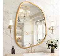 HLFMVWE Espejo Irregular Dorado, 40x50 CM Espejos en Forma de Nube, Espejo de Pared Asimétrico, Espejos Modernos Únicos y Divertidos para Salón, Baño, Dormitorio, Entrada Grande