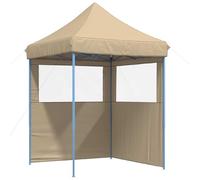 hliofuir Carpa plegable de 2 x 2 m, altura regulable, color beige | Tienda plegable compacta de tela Oxford 600D para jardín, patio y mercado. Incluye piquetas, cuerdas y bolsa de transporte.