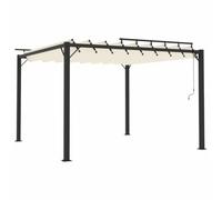 hliofuir Pérgola con techo de láminas, 3 x 3 m, aluminio, color crema | Protección solar flexible para terraza y piscina con láminas ajustables y estructura de aluminio estable en color crema.