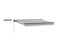 hliofuir Toldo eléctrico con brazo articulado, color antracita y blanco, 3,5 x 2,5 m, con mando a distancia y manivela, media caja de aluminio y acero para terraza, balcón y jardín