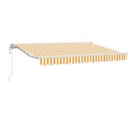 hliofuir Toldo eléctrico de 3,5 x 2,5 m, con brazo articulado, color naranja con mando a distancia y manivela, media caja motorizada, toldo solar con marco blanco para terraza, balcón y jardín