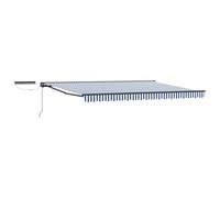 hliofuir Toldo eléctrico de 4 x 3,5 m, con brazo articulado extensible, con mando a distancia y manivela, media caja, toldo de aluminio y poliéster, para terraza, jardín y balcón, antracita, azul y