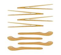 HLIWS 8 Piezas Bamboo Toast Tongs,para servir pan y utensilios de té | De bambú, con diseño antideslizante, 17,5 x 1 cm, dos modelos, ideal para todo tipo de fiestas, barbacoas y restaurantes