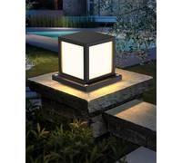 HMAKGG Farola Exterior Jardín E27, Lámpara de Sobremuro IP65 de Aluminio, 15W LED 3000K/4000K/6000K, Baliza Exterior Cuadrada para Muro, Camino, Terraza, Patio y Valla, Negro