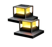 HMAKGG Farola Solar Exterior, 2 Piezas Luces Exterior Sobremuro, Luz Solar para Postes de Valla 8x8 9x9 10x10cm, IP65 Impermeable, 2 Modos, para Jardín Valla Terraza Postes de Madera
