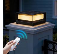 HMAKGG Farolas Exterior Jardín Solar, Luz Sobremuro Exterior con Mando, 5400 mAh, 800 lm, 3 Colores 3000K-6000K, IP65, Farola Solar Exterior de Aluminio para Poste, Patio, Valla y Camino, Negro