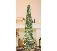 HMASYO Árbol de Navidad desplegable de 150 cm con Luces, Plegable, con Lentejuelas Coloridas, árboles Artificiales de Navidad, decoración para el hogar, apartamento, Fiesta, Interior y Exterior