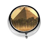 HMBGFW The Majestic Pyramid - Caja de almacenamiento de píldoras compacta con 3 espacios, portátil, circular, de metal, perfecta para viajes, cartera o uso de bolsillo