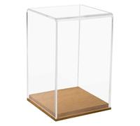 HMF 46881 Vitrina de acrílico con Base de Madera para Figuras, 14 x 14 x 22 cm, Transparente