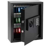 HMF Caja Fuerte para Llaves con Código Electrónico, Armario Guardallaves con Cerradura Digital | 48 Ganchos | 36 x 30 x 10 cm | Negro