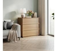 Hmluxury Cómoda con 3 cajones, 80 x 48 x 78 cm, muebles de almacenamiento de madera moderna, tocador, armario para dormitorio, salón, pasillo, color roble