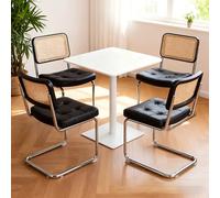 Hmluxury Juego de 4 sillas de comedor, sillas de diseño de ratán de terciopelo con estructura cromada, estilo Mid Century Breuer, sillas apilables para cocina o sala de estar