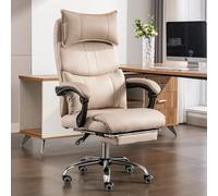 Hmluxury Silla de oficina ergonómica con soporte lumbar, silla de escritorio regulable en altura, silla giratoria con reposabrazos, capacidad de carga de 150 kg, color beige