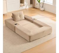 Hmluxury Sofá plegable de pana con muelles y espuma viscoelástica, sofá cama, bolsillo lateral y soporte para bebidas, envasado al vacío
