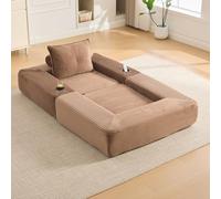 Hmluxury Sofá plegable de pana con muelles y espuma viscoelástica, sofá cama con bolsillo lateral y soporte para bebidas, envasado al vacío para sala de estar