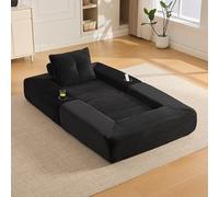Hmluxury Sofá plegable de pana con muelles y espuma viscoelástica, sofá cama con bolsillo lateral y soporte para bebidas, envasado al vacío