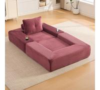 Hmluxury Sofá plegable de pana con muelles y espuma viscoelástica, sofá cama con bolsillo lateral y soporte para bebidas, envasado al vacío para salón y apartamento