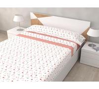 HM'S HOME'SECRET Juego de Sábanas de 100% Microfibra, 3 Piezas, Varios Modelos y Tamaños. (Frida Coral, Cama 135cm)
