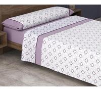 HM'S HOME'SECRET Roomers 2026 Juego de sábanas Estampadas Calidad 30/30 144 Hilos, 50% poliéster y 50% algodón 15 Diseños en 2 Colores (Abril Malva, Cama 150cm + 2 Fundas Almohada)