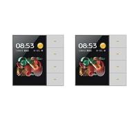 Hndhbfgrt 2X Interruptor de Pared Inteligente Tuya Zigbee de 3,5 Pulgadas con Pantalla Táctil, 4 Grupos, 8 Direcciones, Sensor de Radar, Interruptor de Atenuación, Hogar Inteligente B