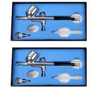 Hndhbfgrt 2X Kit de AeróGrafo de Doble AccióN de 0,3 Mm, Cepillos de Aire para Pintar, Juego de AeróGrafo EléCtrico para Pintar Modelos, GráFicos AutomáTicos