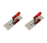 Hndhbfgrt 2X Llana Dentada Cuadrada de 1/2 Pulgada, Llana de Acabado de Acero Inoxidable para Trabajos de Instalación de Baldosas de Cemento y Mampostería.
