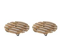 Hndhbfgrt 2X Maceta Redonda Universal con Ruedas Soporte de Madera Base para Maceta con Ruedas Le Permite Mover Fácilmente las Plantas en Macetas,A
