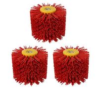 Hndhbfgrt 3X Cepillos de Tambor de Alambre Abrasivo Rojo Desbarbado Pulido Rueda Pulidora