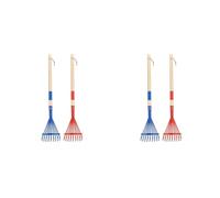 Hndhbfgrt 4 Rastrillos de Metal para Niños con de Madera, Rastrillo Pequeño de 27 Pulgadas para Jardinería, Mini Rastrillo para Niños, Herramientas para Jardín, Césped y Patio