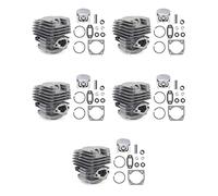 Hndhbfgrt 5 Juego de Cilindro Y Pistón de Motosierra de 45mm de Diámetro, Compatible con 52 Piezas de Repuesto de Motosierra de 52Cc para Repuestos de Motosierra de Gasolina/Aceite