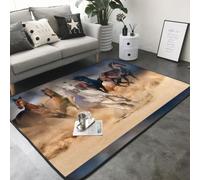 Hnnkloy Caballo Salvaje Corriendo contra la tormenta de Arena, Alfombra Grande Antideslizante para Sala de Estar o Dormitorio, 208 x 148 cm.