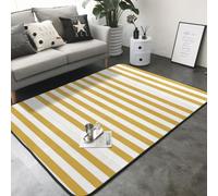 Hnnkloy Gran Franja Amarilla y Blanca de cabaña, Alfombra Grande Antideslizante para Sala de Estar o Dormitorio, 208 x 148 cm.