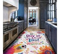 HOBBOY Alfombras 100x200cm Alfombra Antideslizante Lavable Calaveras Florales azúcar moqueta Interior de Pelo bajo para salón Dormitorio Sala Juegos Coloridas alfombras del Suelo Day of The Dead