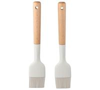 hobbyme 2 cepillos de aceite de silicona con mango de madera, cepillo duradero para repostería, fácil de limpiar, cepillos blancos para cocinar, hornear y asar
