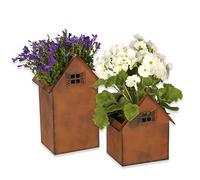 Hoberg Maceteros en Aspecto Oxidado - Set de 2 | Cuadrados, Resistentes a la Intemperie y en 2 tamaños decoración para jardín, Estanque, balcón | Aptos para Uso Interior y Exterior