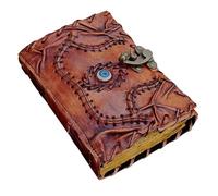 Hocus-Pocus Libro de hechizos en blanco, diario de cuero vintage con papel de borde de rayo, diario de grimorio wiccano del tercer ojo, cuaderno de hechizos en blanco antiguo, accesorios de cosplay