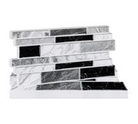 Hode 24 piezas pegatinas para azulejos de mármol 12x24cm, azulejos adhesivos 3D para cocina baño aspecto piedra, lámina autoadhesiva para azulejos resistente al agua (negro)