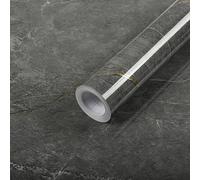 Hode Vinilo Adhesivo Marmol Encimera Cocina, Papel Vinilico Pintado Adhesivo para Forrar Vinilos Muebles, Papel Tapiz Paredes Rollo Autoadhesivo, Mesa impermeable Decoración Gris 40x600cm