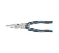 Högert Technik Alicates de Punta Larga Multifunción 9 en 1 HT1P244, Pelacables y Crimpadora Integrados, Acero Cromo-Vanadio (CrV), Para Cables 0.5-2.5 mm