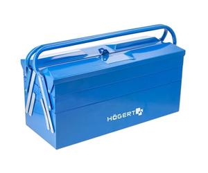 Högert Technik - Caja de herramientas de metal para herramientas y piezas pequeñas - Caja de herramientas - 50cmX20.5cmX29cm - Caja con compartimentos totalmente accesibles