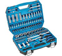 Högert – Caja de herramientas HT1R440 – 144 piezas, llaves de vaso 1/4” y 1/2”, Acero Cr‑V