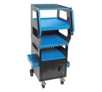 Högert Technik Carro de Taller Carro de diagnóstico 4 estantes con Bandeja para Teclado, Panel Perforado, Compartimento con Cerradura y Ruedas para Taller mecánico y Garaje