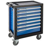 Högert Technik Carro de Taller con Herramientas, 252 Piezas, Equipada, 7 cajones, guía de Bolas, cerrable, Acero, Ruedas de PVC, 78 × 48 × 135 cm, Carro de Herramientas para Coche