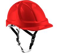 HÖGERT TECHNIK Casco de protección PLONER Rojo de ABS, EN 397, Sistema de trinquete, ventilación, Correa de Barbilla, Casco de Seguridad Ajustable