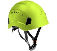 HÖGERT TECHNIK Casco de Seguridad Diemel Amarillo de Trabajo ABS EN 397 Ajustable con Sistema de trinquete ventilación Correa Barbilla Casco de Seguridad