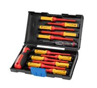 Högert Technik - Juego de destornilladores aislados de 13 piezas - Destornilladores magnéticos planos y de estrella - 1000V VDE - Mango antideslizante - Herramienta eléctrica universal
