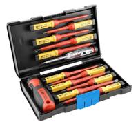 Högert Technik - Juego de destornilladores aislados de 13 piezas - Destornilladores magnéticos planos y de estrella - 1000V VDE - Mango antideslizante - Herramienta eléctrica universal