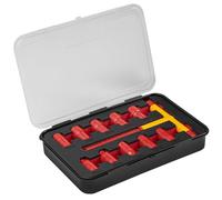 Högert Technik - Juego de enchufes aislados con llave en T tipo 1000 V, 11 piezas | Certificado VDE para hasta 1000 voltios | 10 llaves de vaso aisladas de 1-3/8" y 1 llave en T con mango